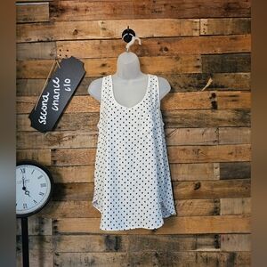 Loft women's cream & white tank top with blue splatter dots size M